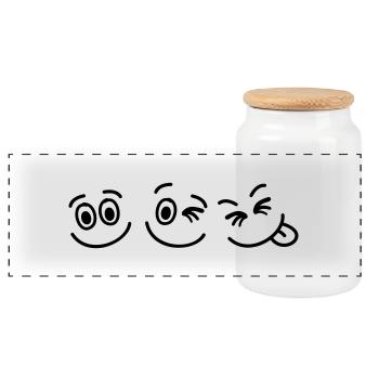 smileys_1_f1 - Boîte à biscuits avec couvercle en bois - blanc - Devant