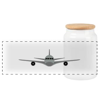 Avion - Boîte à biscuits avec couvercle en bois - blanc - Devant