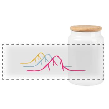 3 colorful mountains Alps - Panoramic Cookie Jar with Wooden Lid - white - Front