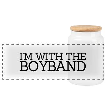 I'm With The Boyband - Panoramic Cookie Jar with Wooden Lid - white - Front