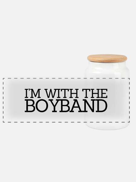 I'm With The Boyband - Panorama Keksdose mit Holzdeckel - Weiß