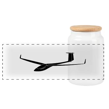 gliding glider asw 24 - Panoramic Cookie Jar with Wooden Lid - white - Front