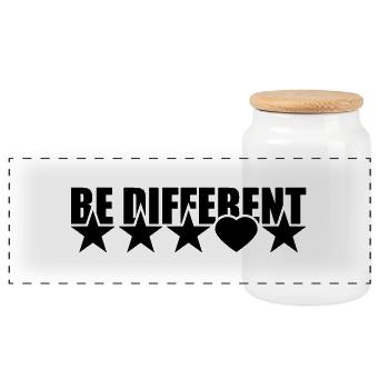 Be Different Sterne Herz Liebe Form Symbole - Panorama Keksdose mit Holzdeckel - Weiß - Vorne