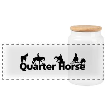 quarter horse silhouettes - Panoramic Cookie Jar with Wooden Lid - white - Front