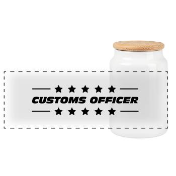 Customs Officer / Police / Douanier / Zollbeamter - Panoramic Cookie Jar with Wooden Lid - white - Front