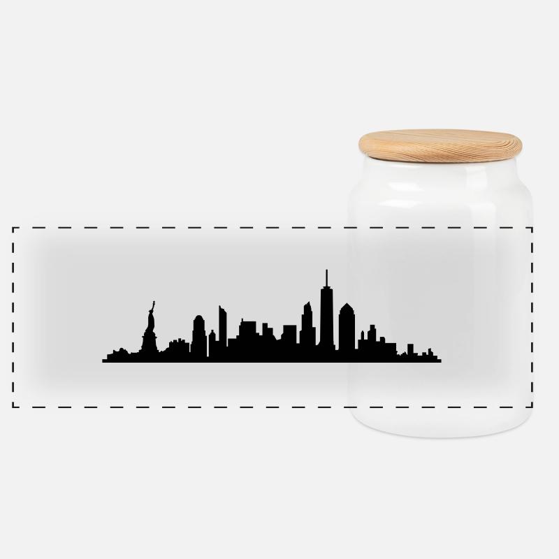 Skyline New York - Panorama Keksdose mit Holzdeckel - Weiß