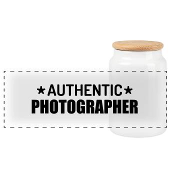 Fotograf / Fotografie / Bild / Video - Panorama Keksdose mit Holzdeckel - Weiß - Vorne