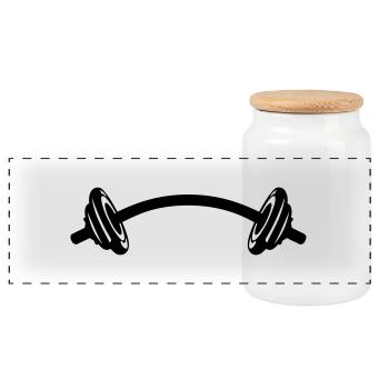 haltere musculation tordu bodybuilding 2 - Boîte à biscuits avec couvercle en bois - blanc - Devant