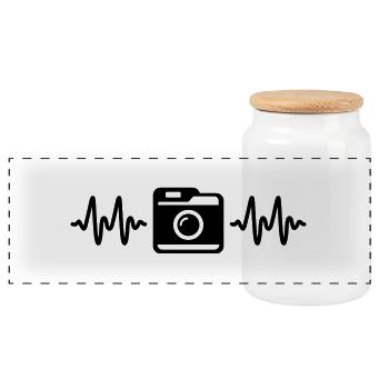 appareil photo - Boîte à biscuits avec couvercle en bois - blanc - Devant