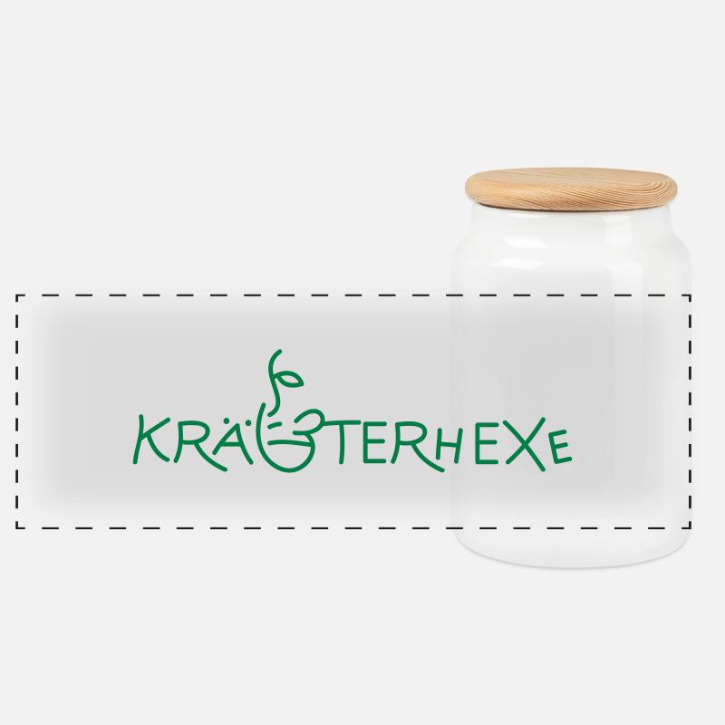 Kräuterhexe - Panorama Keksdose mit Holzdeckel - Weiß