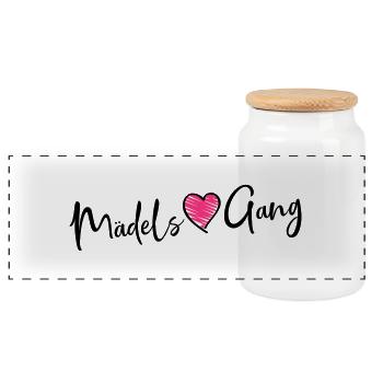 maedels gang heart - Panorama Keksdose mit Holzdeckel - Weiß - Vorne