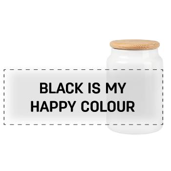 BLACK IS MY HAPPY COLOUR - Panorama Keksdose mit Holzdeckel - Weiß - Vorne