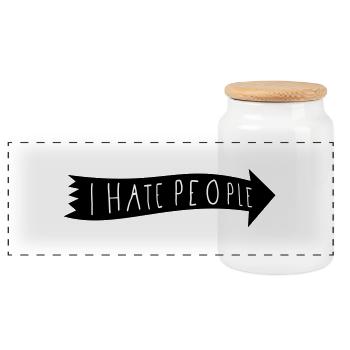 I HATE PEOPLE. - Panorama Keksdose mit Holzdeckel - Weiß - Vorne