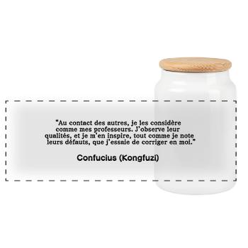 Confucius - Boîte à biscuits avec couvercle en bois - blanc - Devant