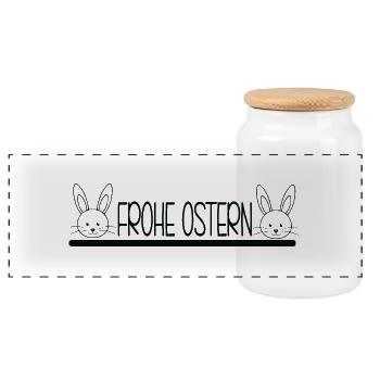 Frohe Ostern 🐰🌸 - Panorama Keksdose mit Holzdeckel - Weiß - Vorne