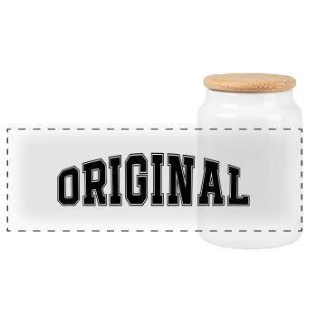 original - Panoramic Cookie Jar with Wooden Lid - white - Front