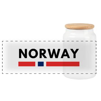 Norwegen - Panorama Keksdose mit Holzdeckel - Weiß - Vorne