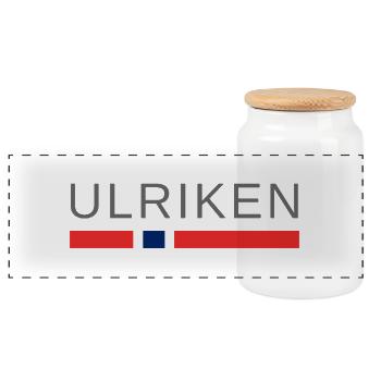 Ulriken Bergen - Panoramic Cookie Jar with Wooden Lid - white - Front