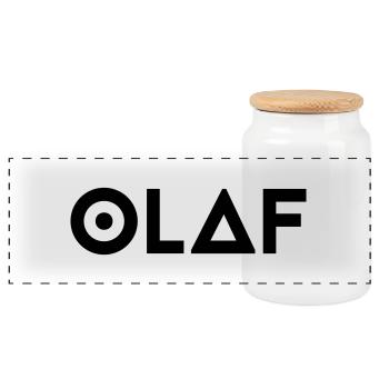 First name Olaf - Panoramic Cookie Jar with Wooden Lid - white - Front