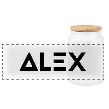 Prénom Alex - Boîte à biscuits avec couvercle en bois - blanc - Devant