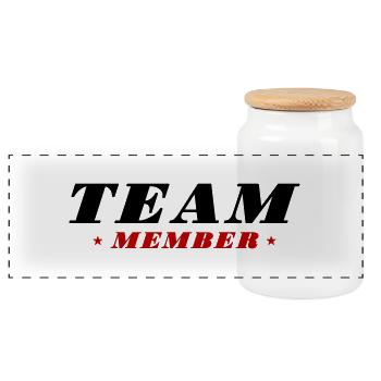 Team Member - Panoramic Cookie Jar with Wooden Lid - white - Front