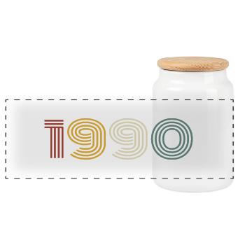 1990 Rétro Style 1990 Anniversaire 1990 Vintage - Boîte à biscuits avec couvercle en bois - blanc - Devant