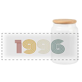1996 Retro Style 1996 Birthday 1996 Vintage - Panoramic Cookie Jar with Wooden Lid - white - Front