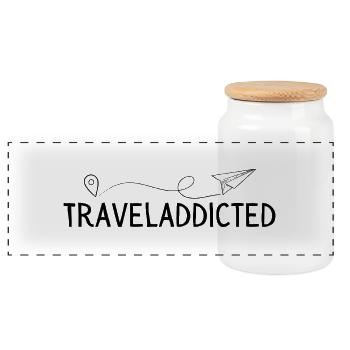 Avion Traveladdicted - Boîte à biscuits avec couvercle en bois - blanc - Devant