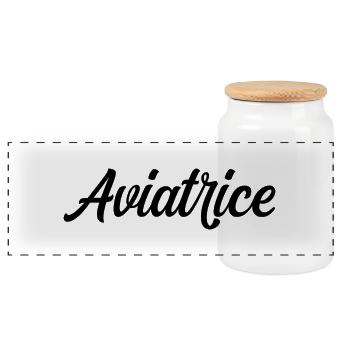 Aviator Pilot Airplane Aviation Aircraft Flight - Panoramic Cookie Jar with Wooden Lid - white - Front