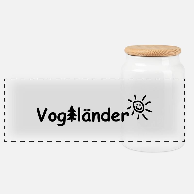 Vogtländer - Panorama Keksdose mit Holzdeckel - Weiß