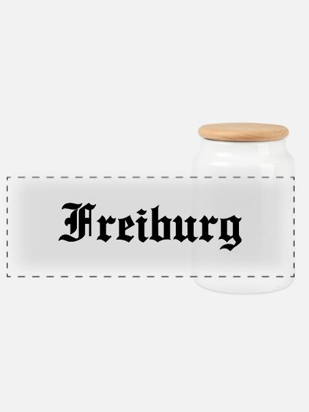 Freiburg - Panorama Keksdose mit Holzdeckel - Weiß
