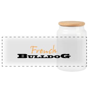 French Bulldog Logo - Panorama Keksdose mit Holzdeckel - Weiß - Vorne