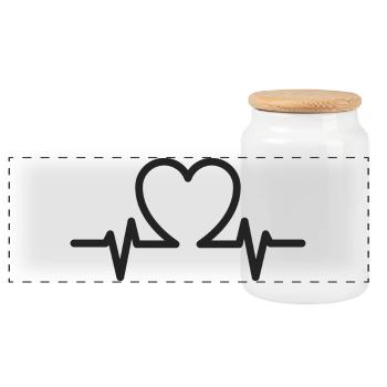 Pulse Heartline Emblem - Panoramic Cookie Jar with Wooden Lid - white - Front