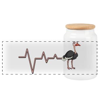 Graphique de battement de cœur d’autruche - Boîte à biscuits avec couvercle en bois - blanc - Devant