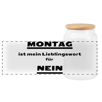 MONTAG - Panorama Keksdose mit Holzdeckel - Weiß - Vorne