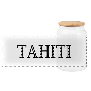 tahiti tiare - Boîte à biscuits avec couvercle en bois - blanc - Devant