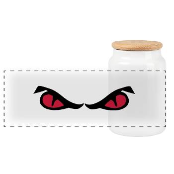 eyes - Panoramic Cookie Jar with Wooden Lid - white - Front