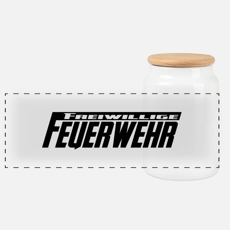 freiwillige Feuerwehr - Panorama Keksdose mit Holzdeckel - Weiß