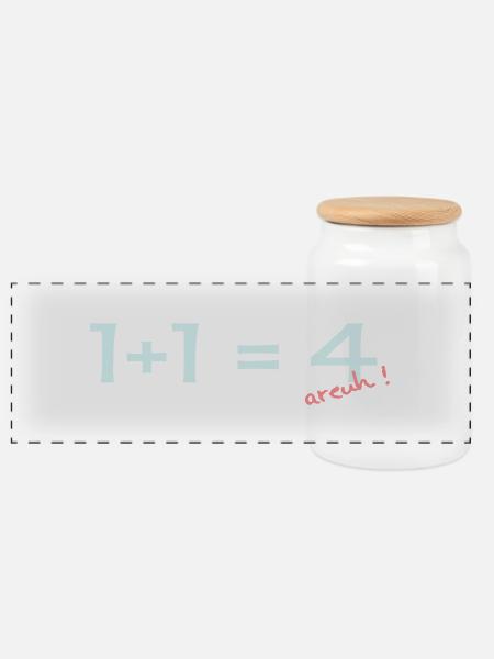 1 + 1 = 4 - Panorama Keksdose mit Holzdeckel - Weiß