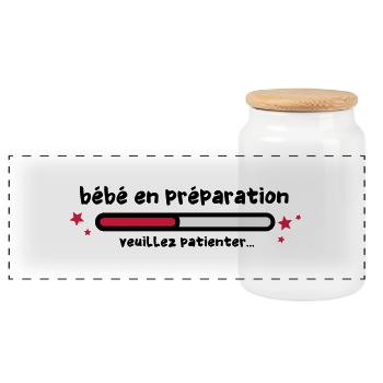 bébé en préparation - Boîte à biscuits avec couvercle en bois - blanc - Devant