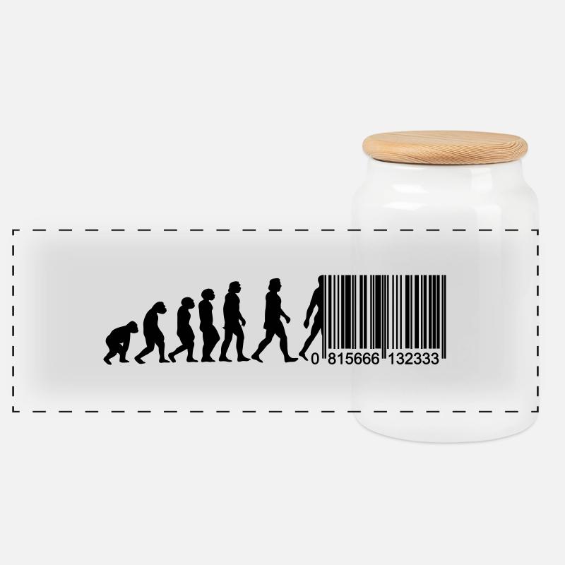 Barcode Evolution - Panorama Keksdose mit Holzdeckel - Weiß