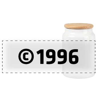 Copyright 1996 - Panoramic Cookie Jar with Wooden Lid - white - Front