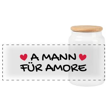 A Mann für Amore - Panorama Keksdose mit Holzdeckel - Weiß - Vorne