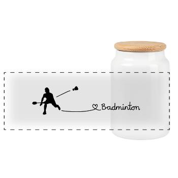 Love Badminton - Panorama Keksdose mit Holzdeckel - Weiß - Vorne