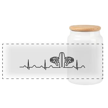 Heartbeat Boxer black - Boîte à biscuits avec couvercle en bois - blanc - Devant