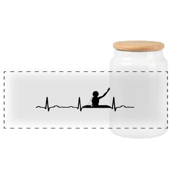 ECG HEARTBEAT DJ noir - Boîte à biscuits avec couvercle en bois - blanc - Devant