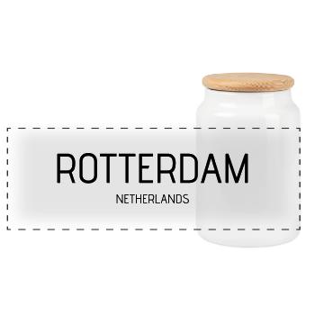 rotterdam - Panoramic Cookie Jar with Wooden Lid - white - Front