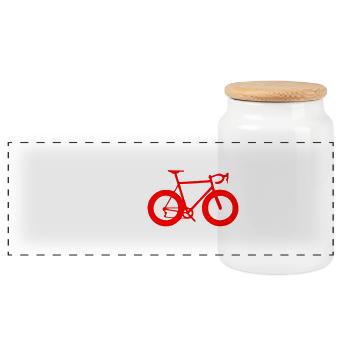 Mein Hobby - Ich liebe Fahrrad fahren - Panorama Keksdose mit Holzdeckel - Weiß - Vorne