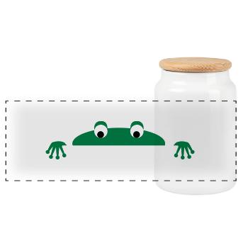 Frog face - Boîte à biscuits avec couvercle en bois - blanc - Devant