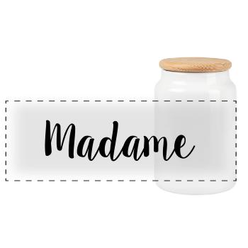madame simple - Panoramic Cookie Jar with Wooden Lid - white - Front